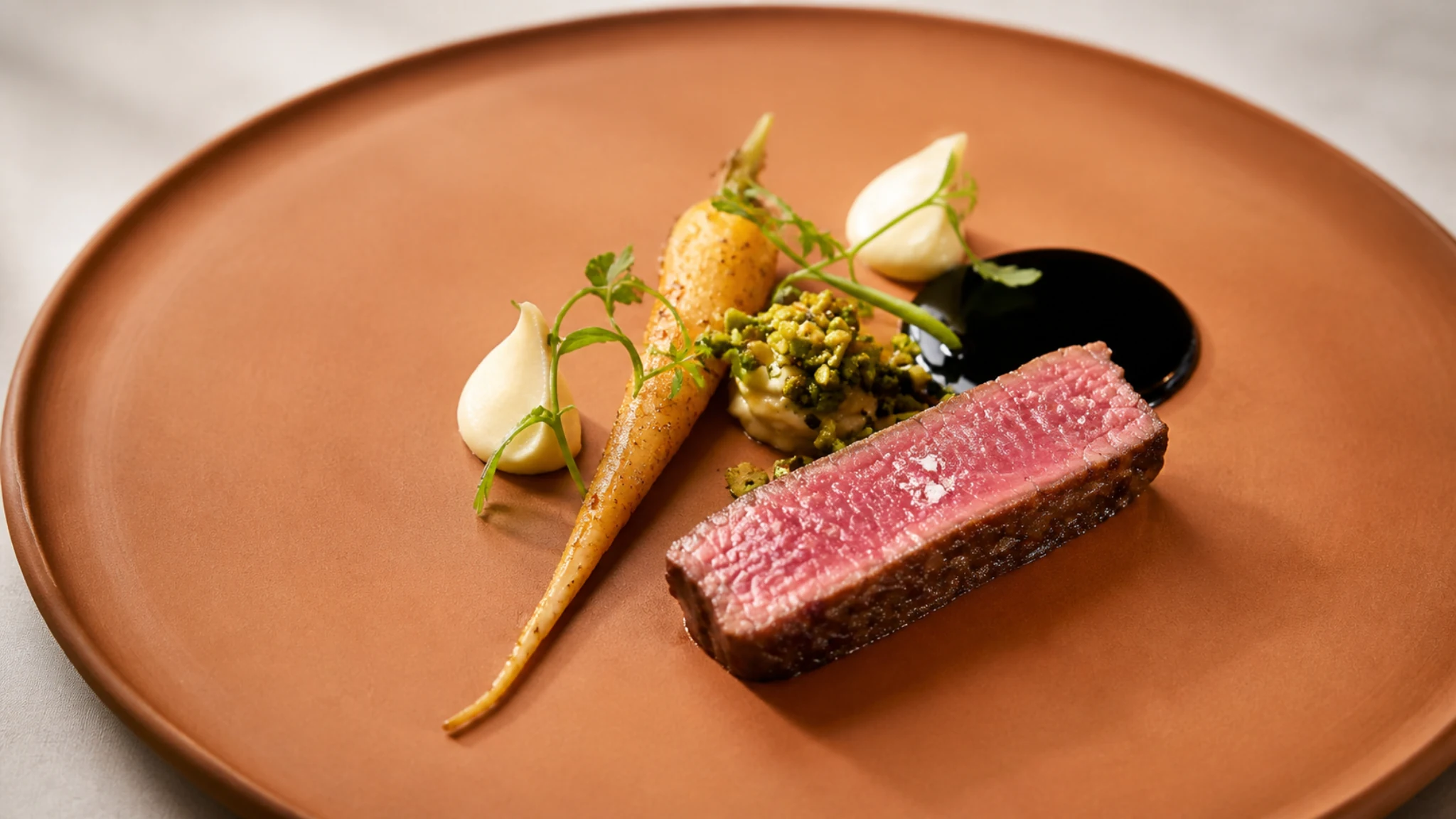 ESqUISSE Tokyo vegetable tasting menu course with sauce and delicate garnish