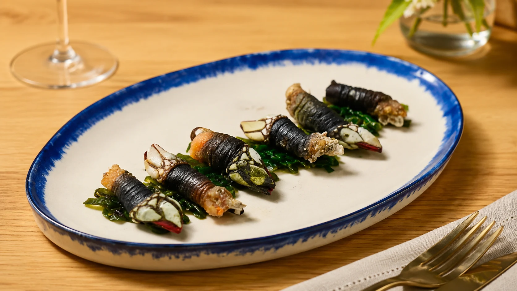 Estimar Barcelona seafood spread with wine, shellfish, fish, and small plates