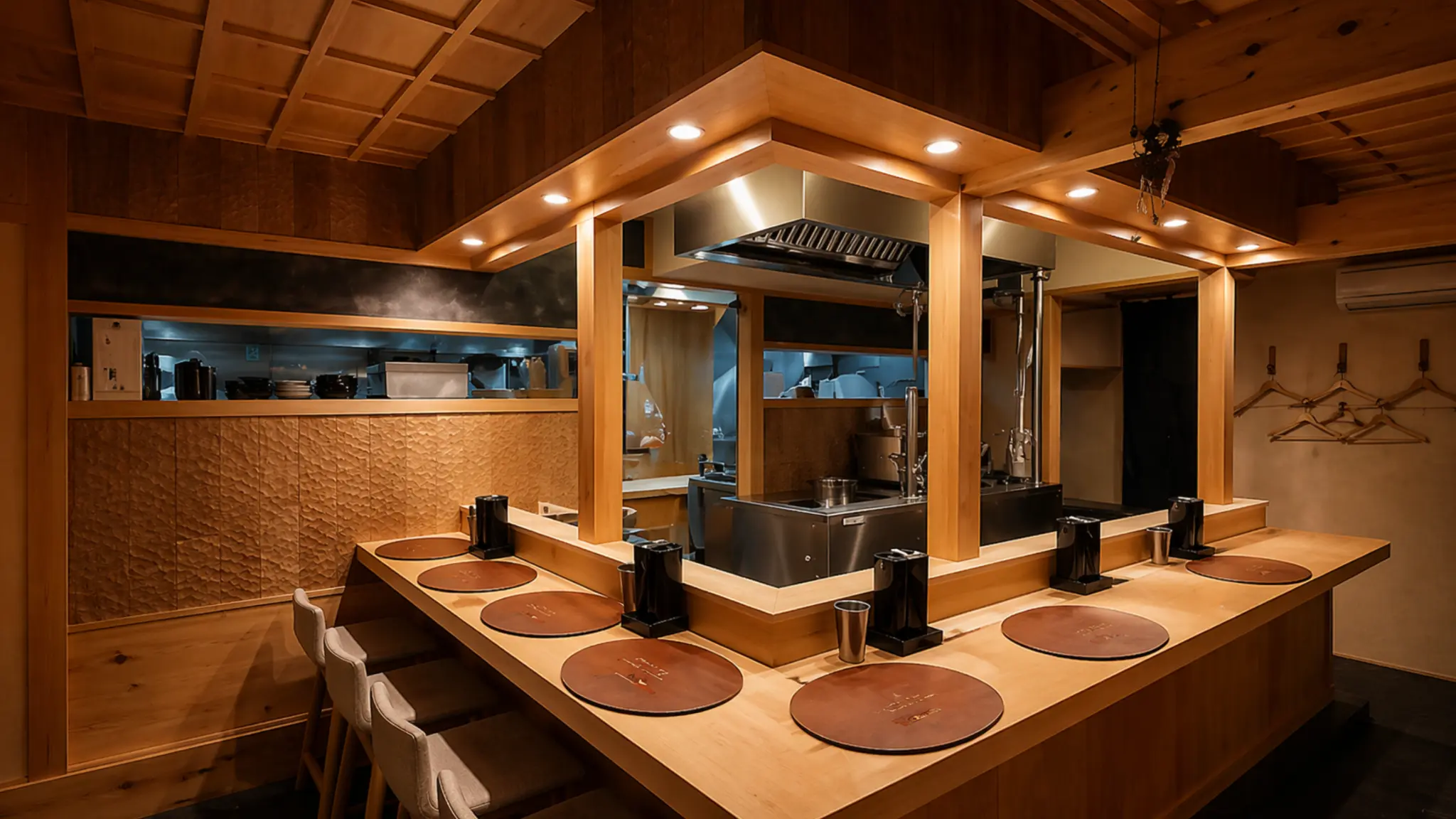 Ginza Kagari Tokyo casual noodle counter restaurant interior