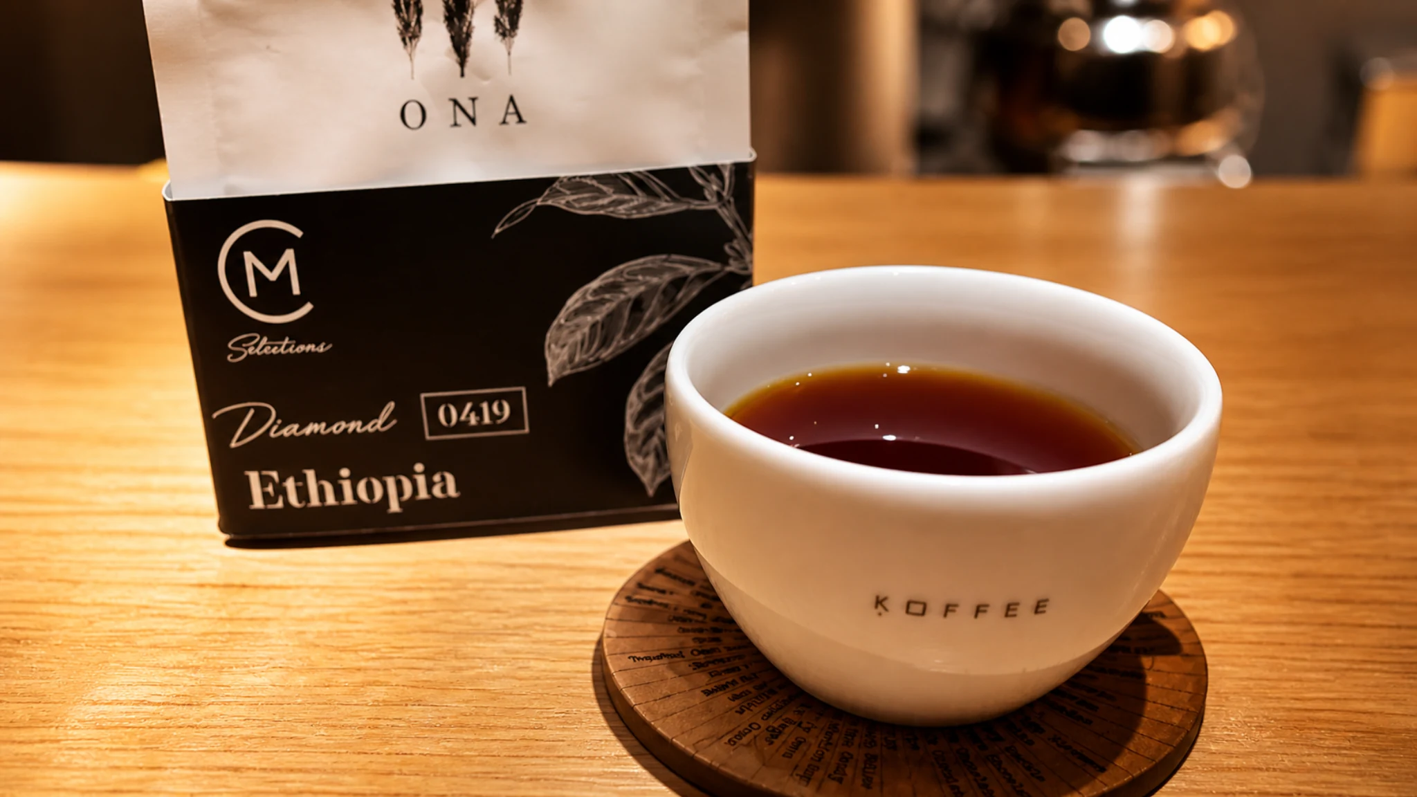 Koffee Mameya Tokyo hand drip coffee served in a glass at the counter