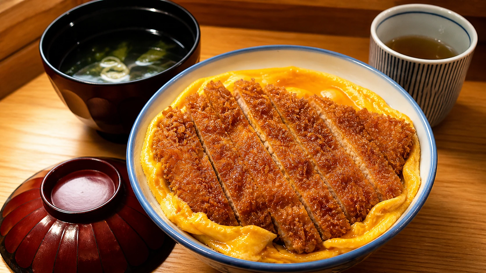 Katsudon-ya Zuicho Tokyo pork katsudon rice bowl with egg and miso soup