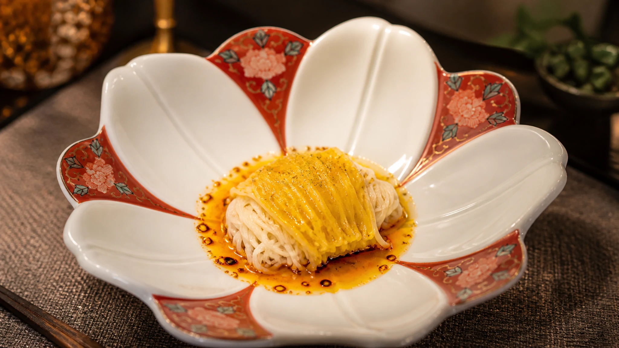 Series Tokyo small tasting menu dish served in a floral bowl