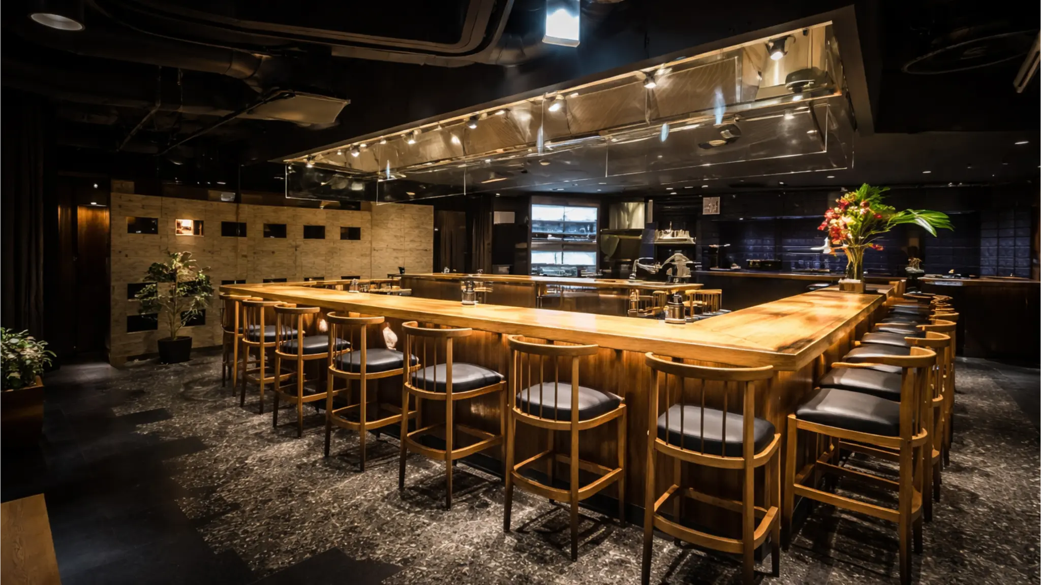 Sumibi Yakiniku Nakahara Tokyo yakiniku restaurant dining room with warm lighting