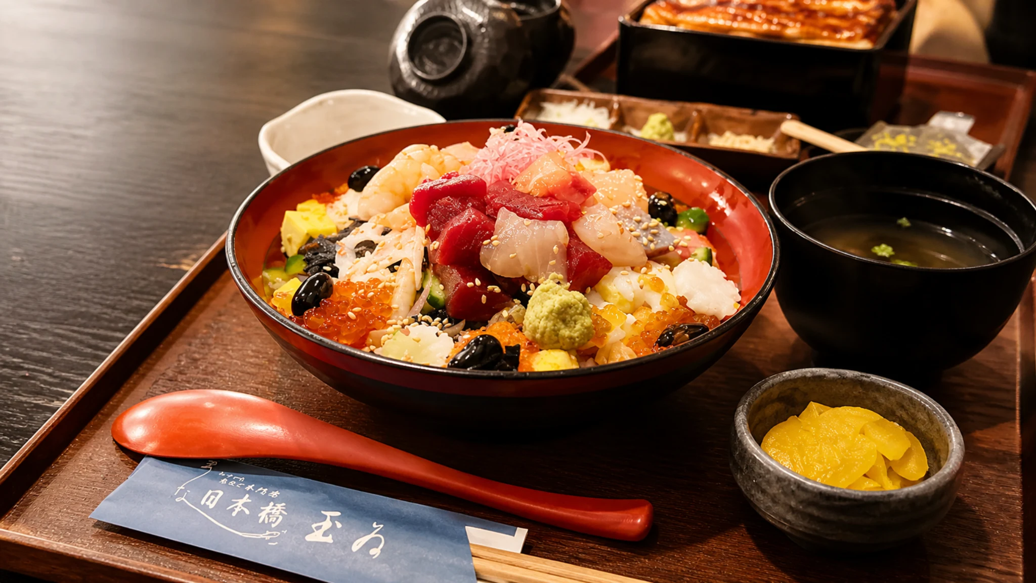 Tamai Nihonbashi Main Branch Tokyo anago sea eel rice bowl with sauce