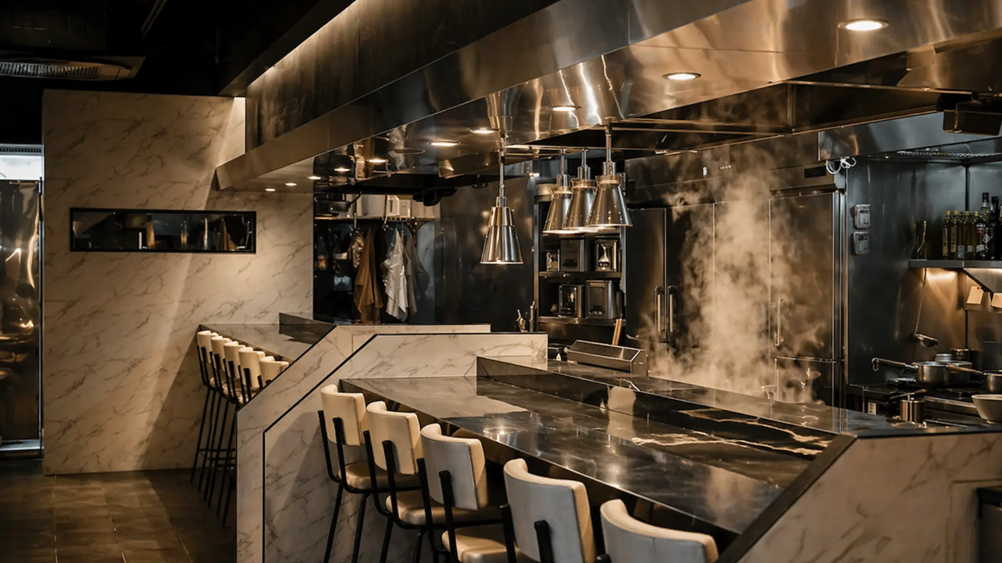 Tsuta Tokyo ramen restaurant counter with open kitchen