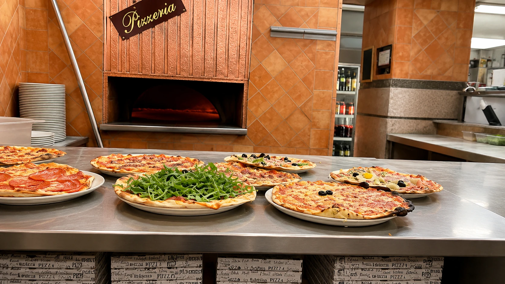 Ai Marmi Rome pizza slices with beer on a casual pizzeria table