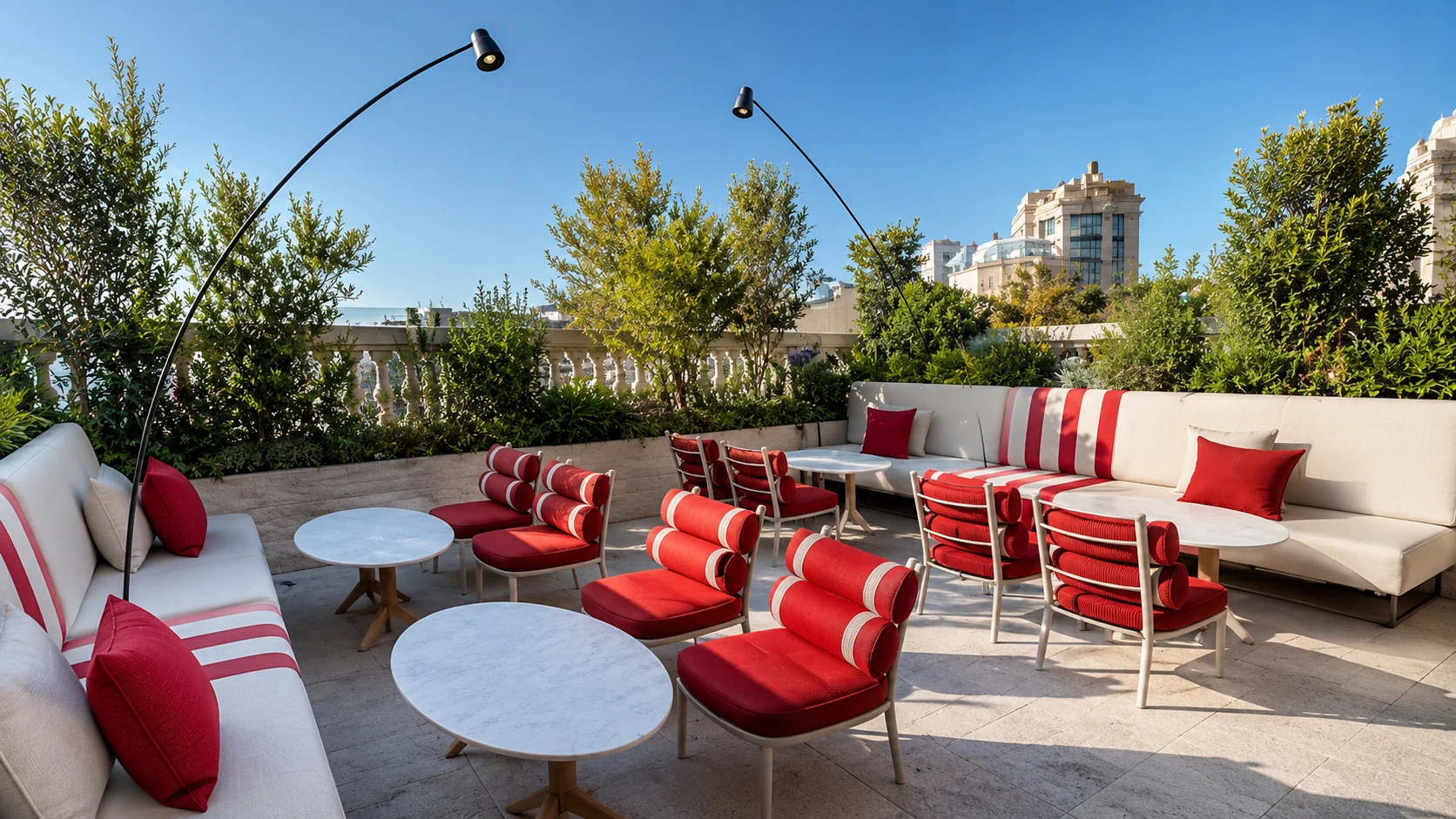 Azimuth Rooftop Bar Barcelona terrace at the Almanac hotel with skyline views