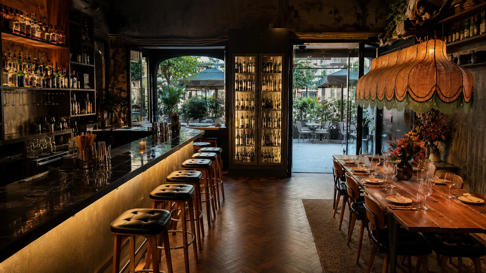 Bàbula Bar 1937 Barcelona tapas bar dining room with colorful tile and warm lighting