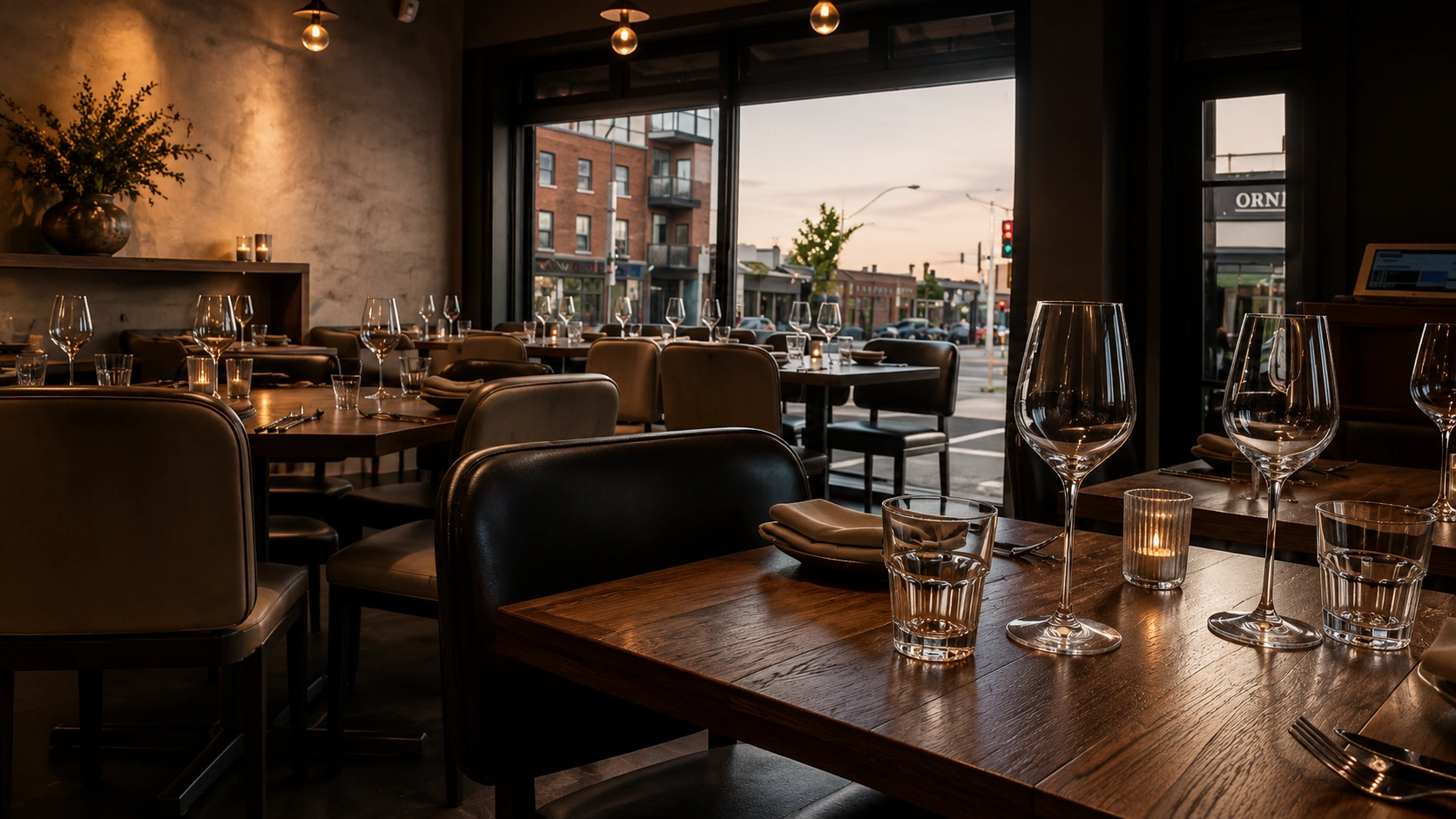 Restaurant dining room at Bastible in Dublin, a modern irish restaurant