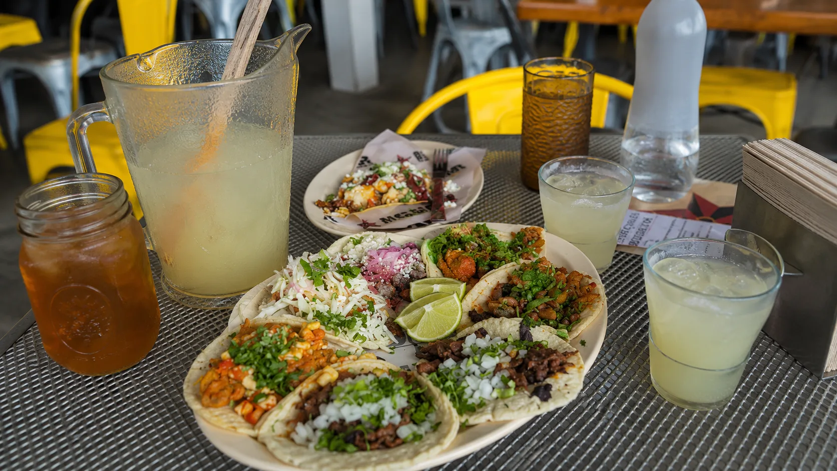 Taco spread with margaritas at Big Star in Chicago