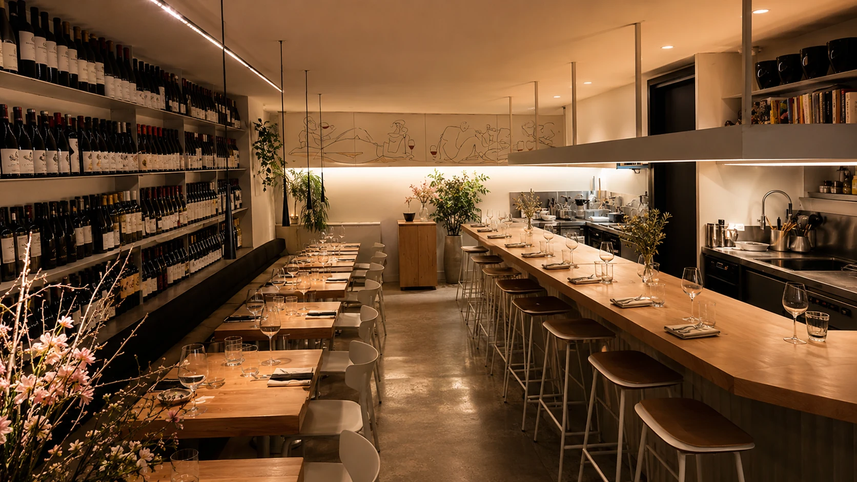 Bocanariz Wine Bar Barcelona wine bar dining room with bottles and warm lighting