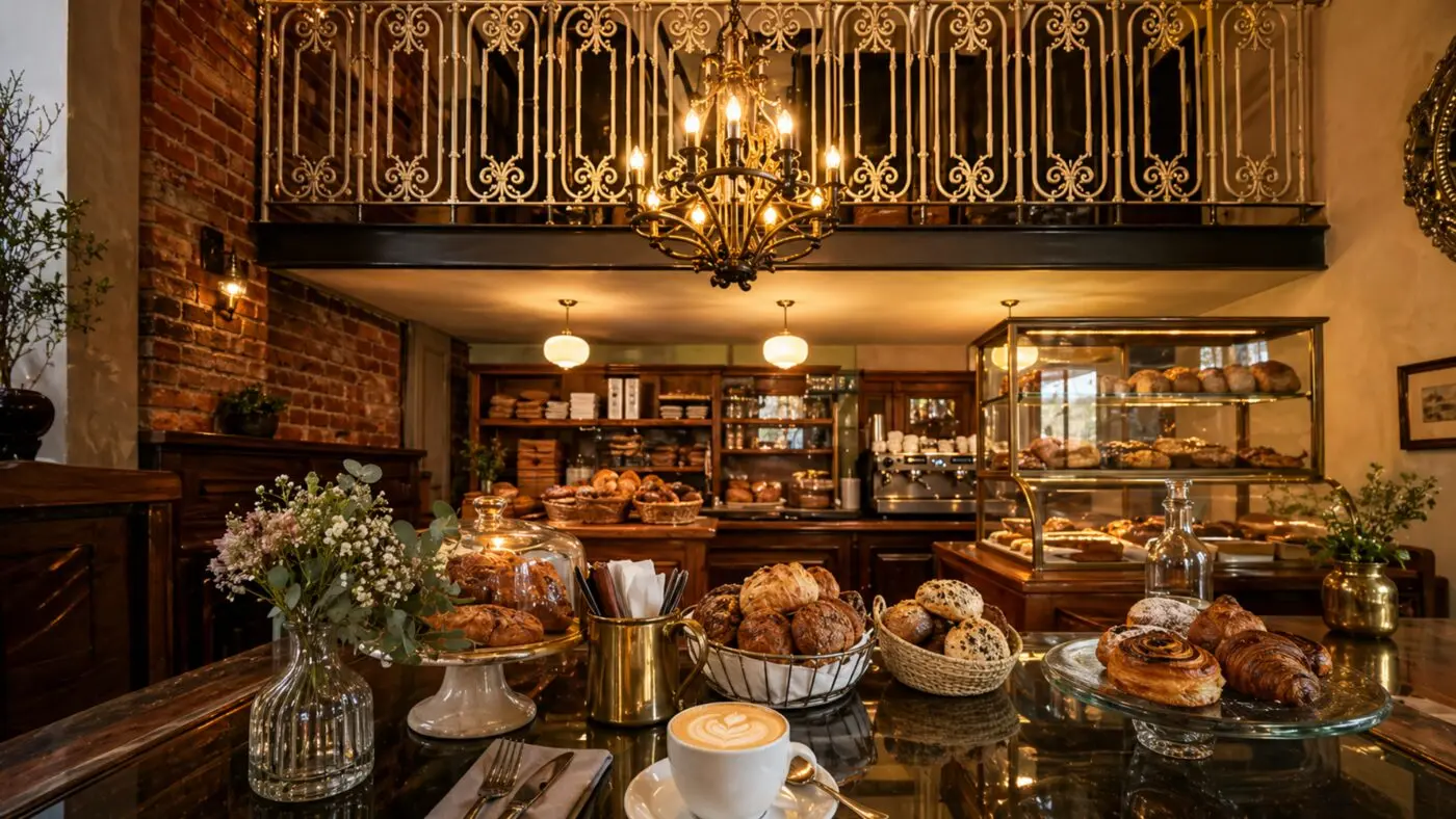 Café Nin Mexico City cafe and bakery counter with warm lighting