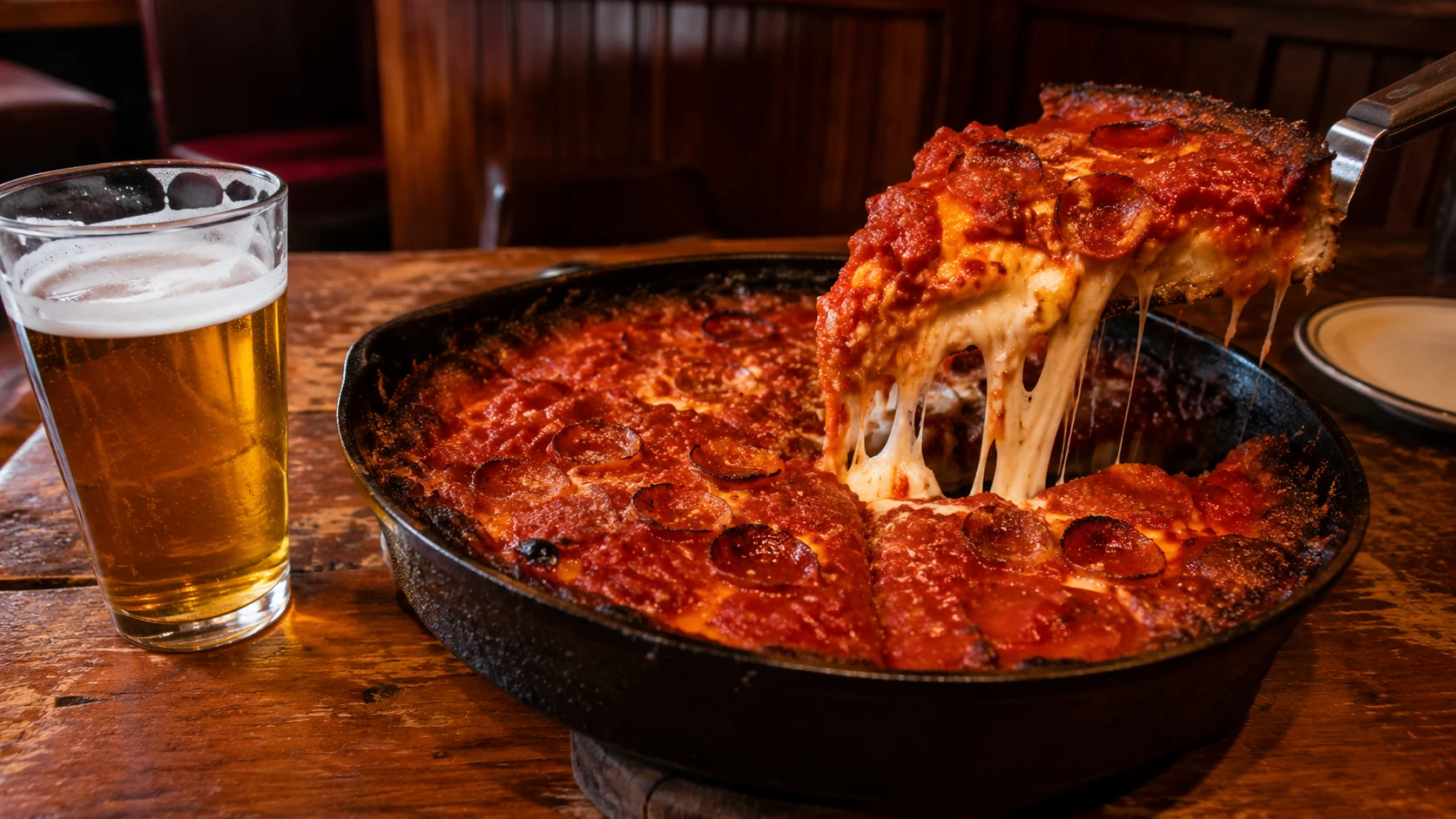 Chicago deep dish pizza for the Budget Friendly Eats restaurant guide
