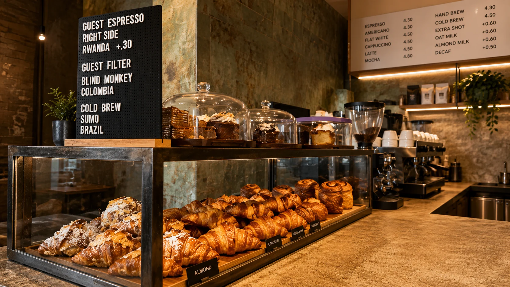 Coffee and pastries at Copper + Straw in Dublin, a specialty coffee spot