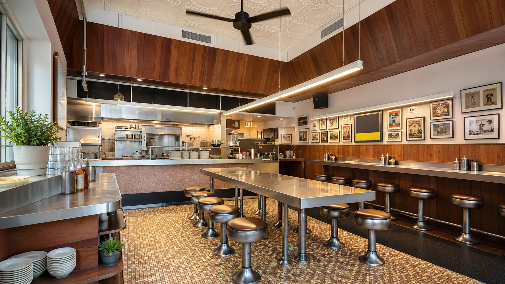 Retro diner dining room at Dove’s Luncheonette in Chicago