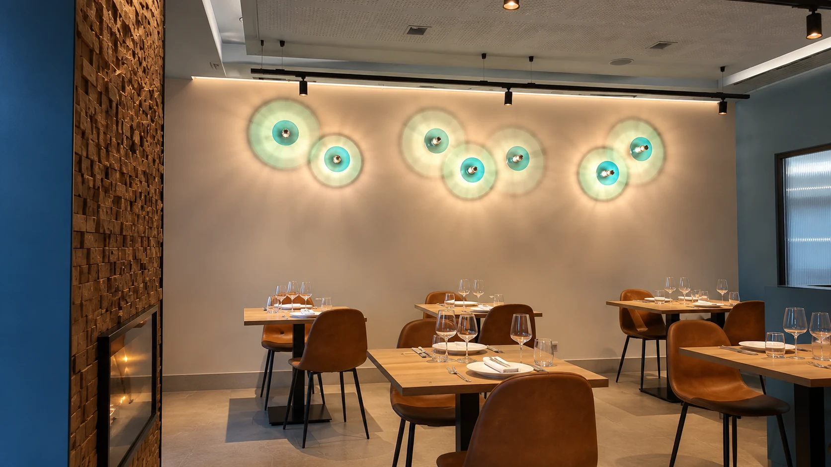 Fishology Barcelona seafood restaurant dining room with white tablecloths