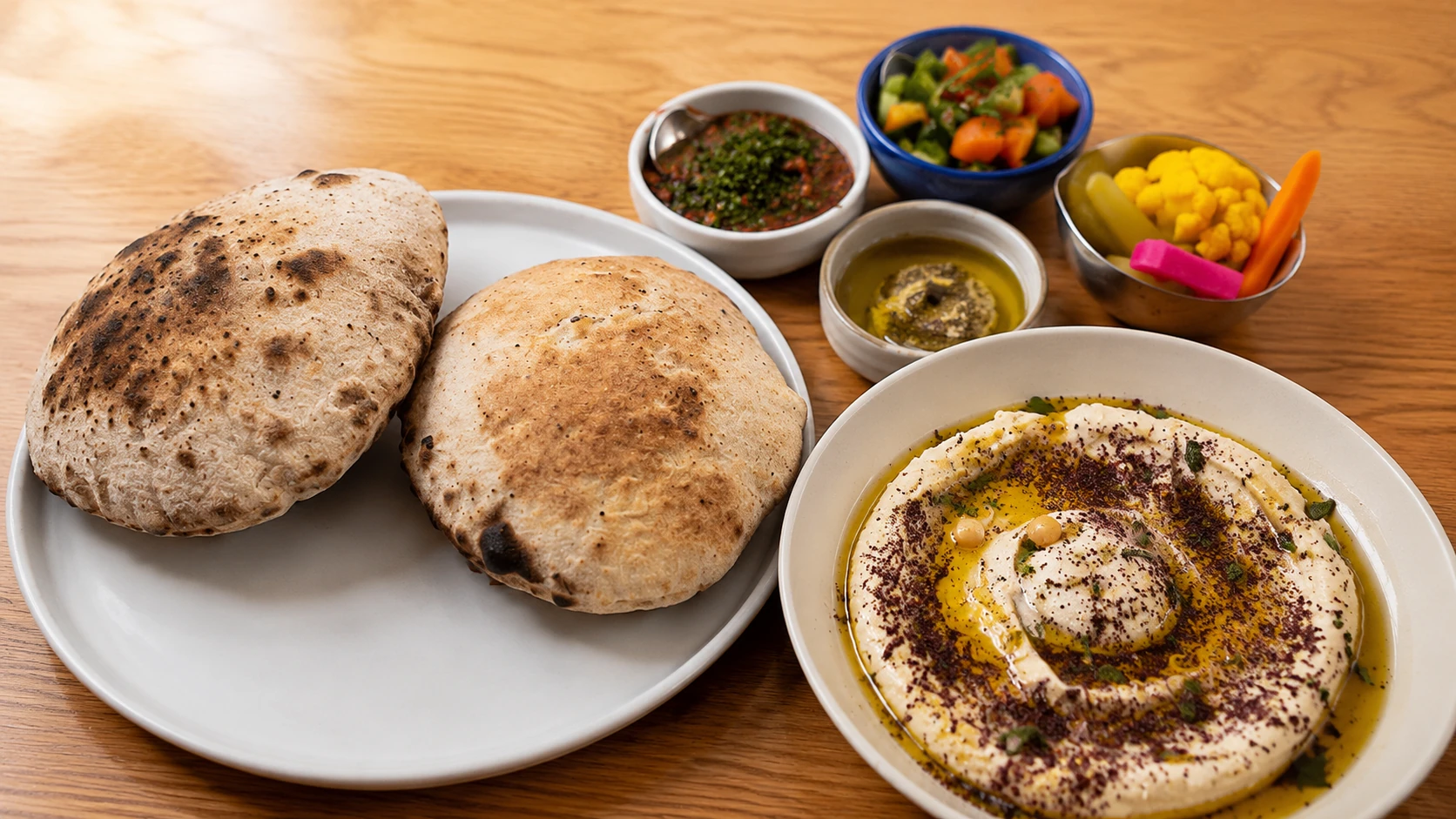 Hummus, pita, and Middle Eastern small plates at Galit in Chicago