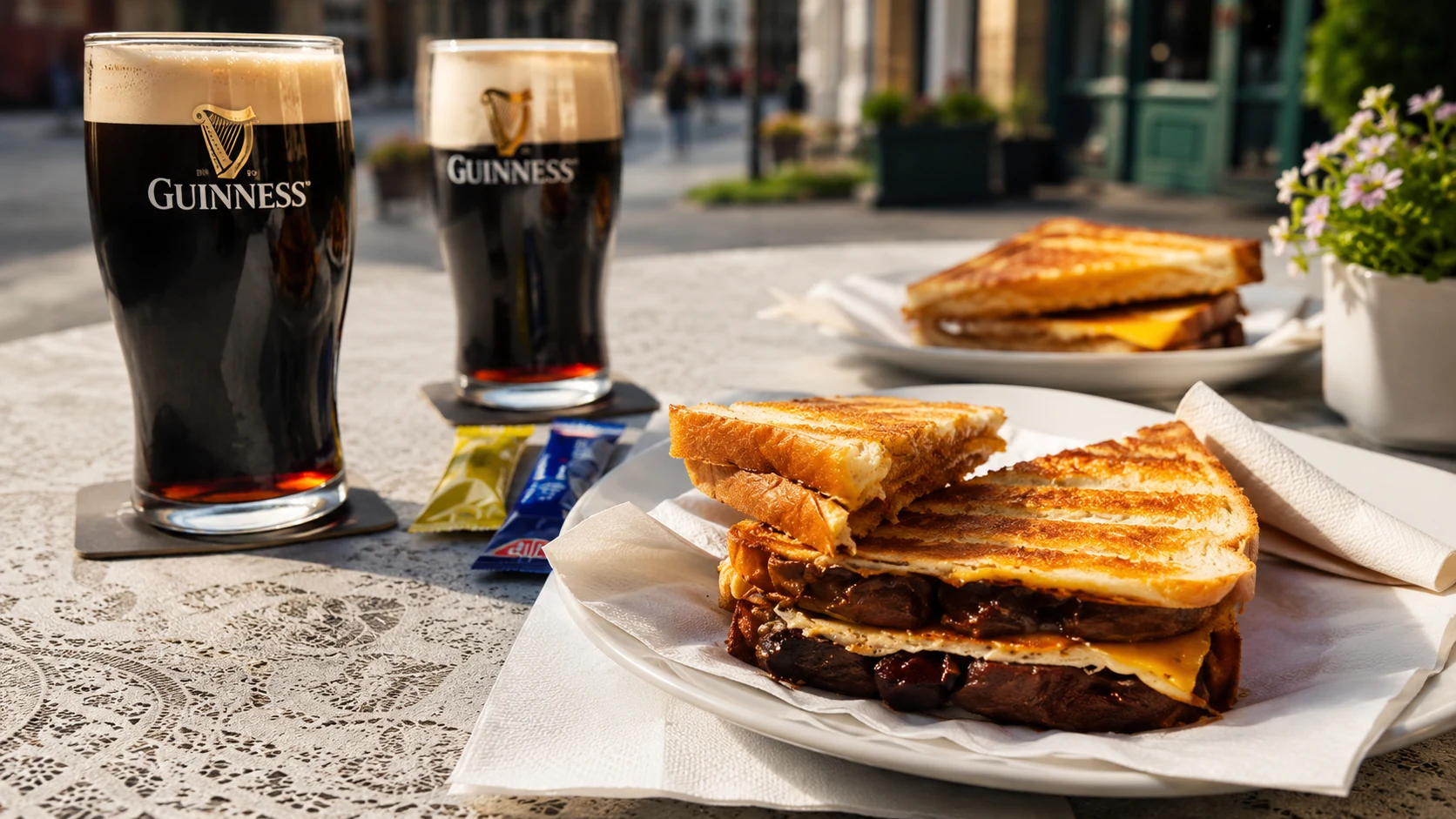 Dining table and dishes at J. Grogan in Dublin, a pub and toasties spot