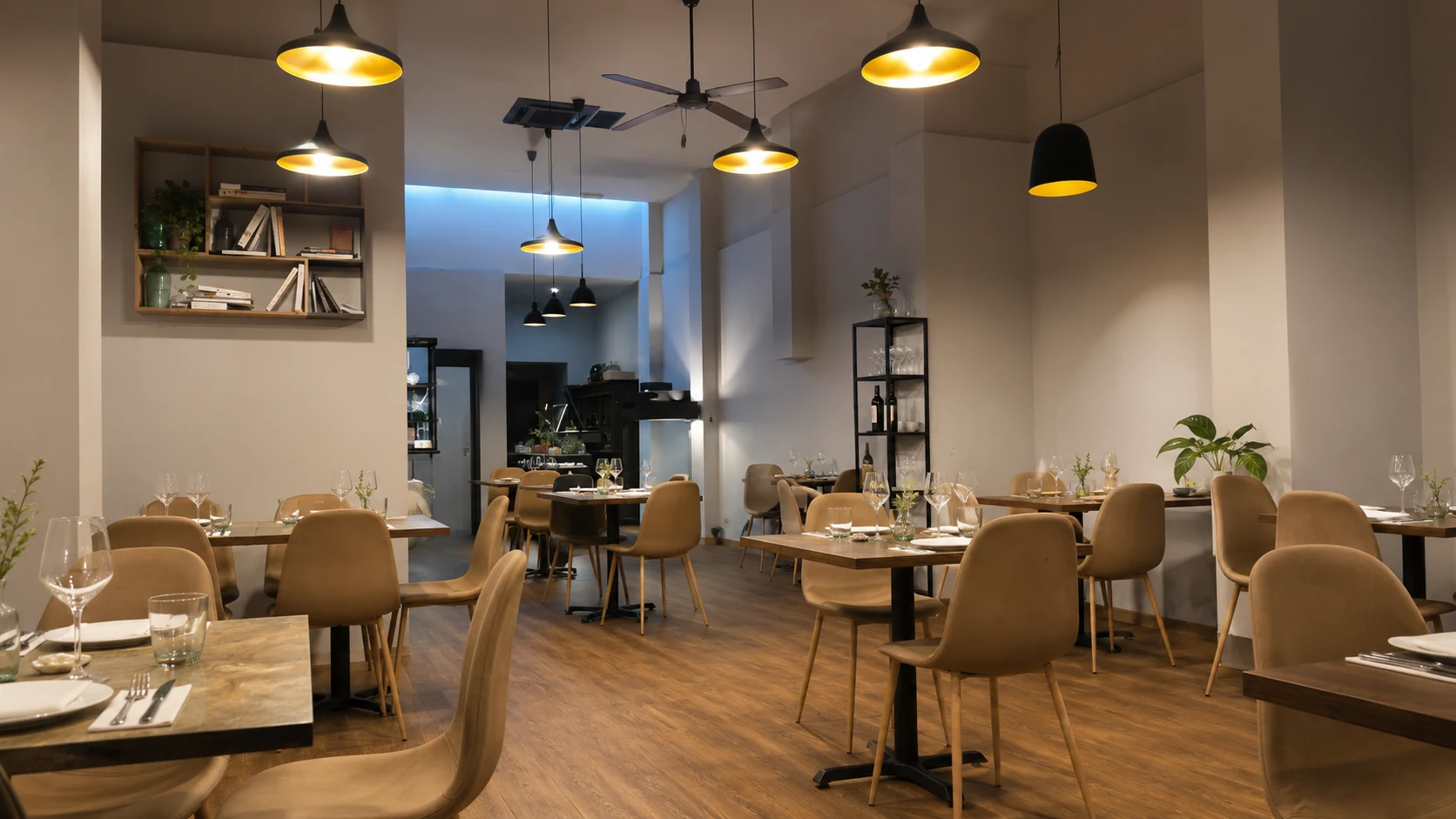 Imprevisto Barcelona fine dining restaurant interior with warm lighting