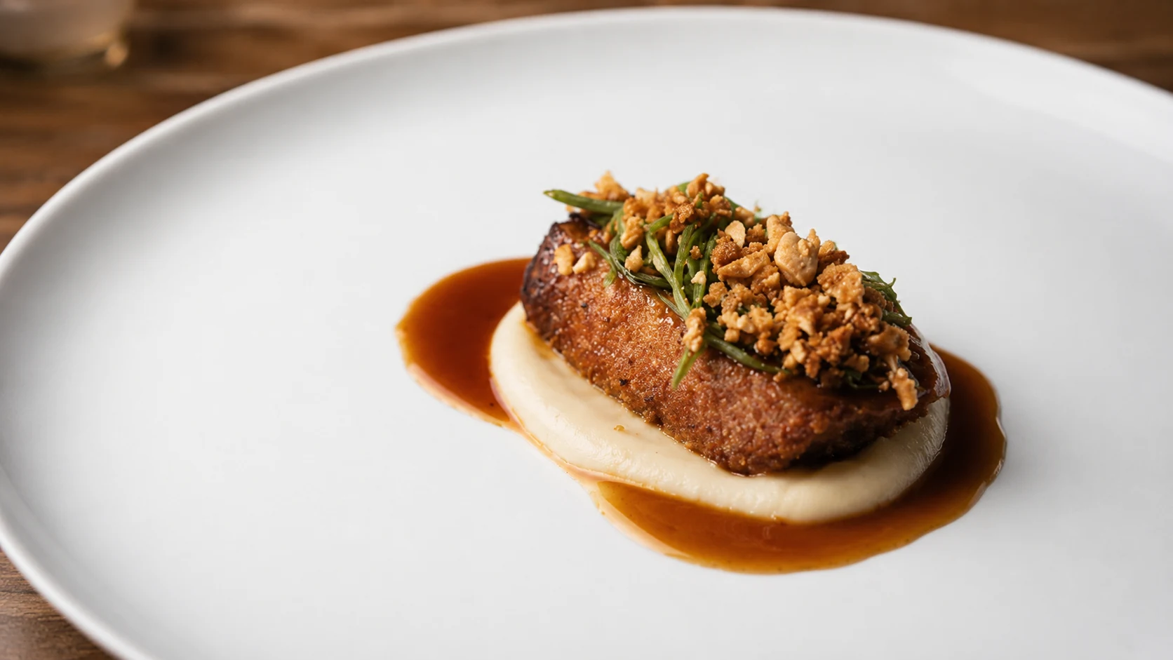 Imprevisto Barcelona meat course with vegetables and sauce