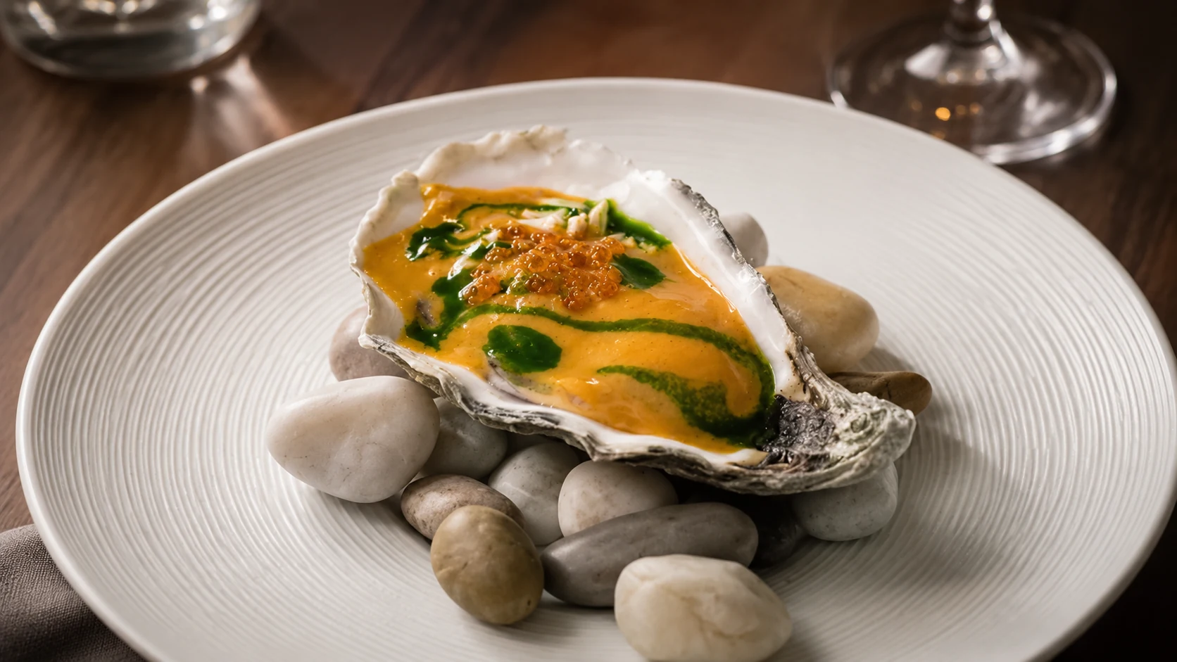 Imprevisto Barcelona dinner table with wine, seafood, and small plates