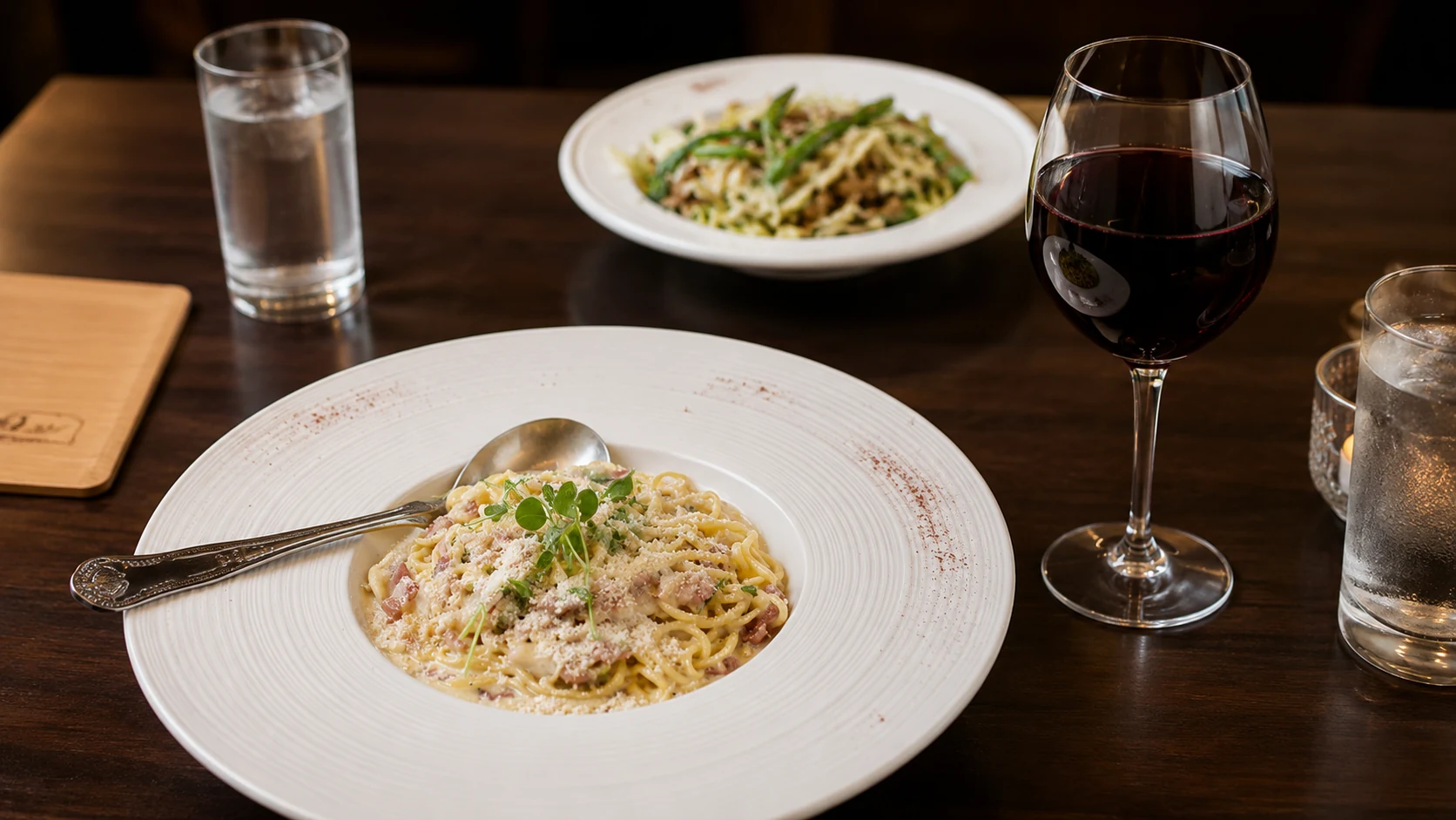 Drinks and dining table at La Caverna Restaurant and Wine Bar in Dublin, a italian and wine bar spot