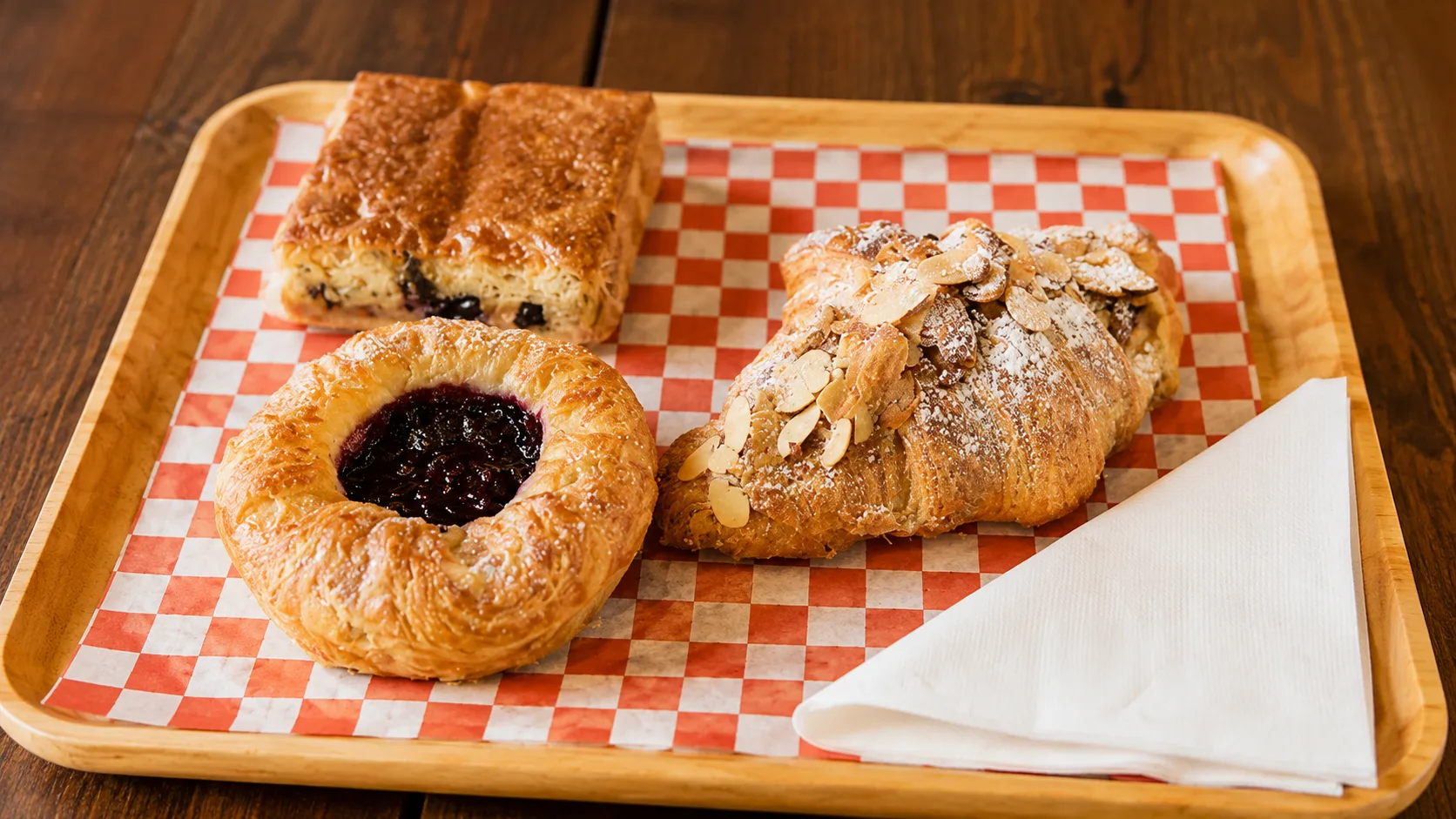 French pastries on a tray at La Fournette in Chicago
