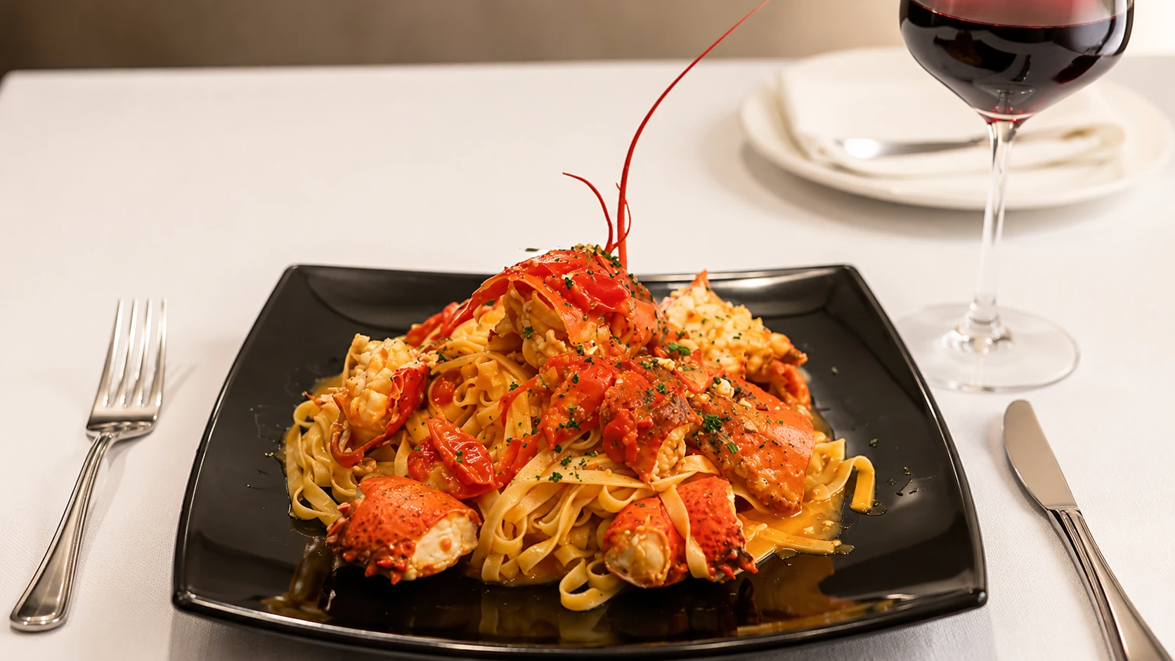 Life Ristorante Rome pasta, steak, wine, and Italian dinner plates