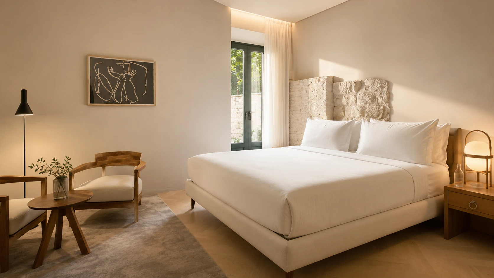 Mercer Hotel Barcelona minimalist guest room with warm natural light
