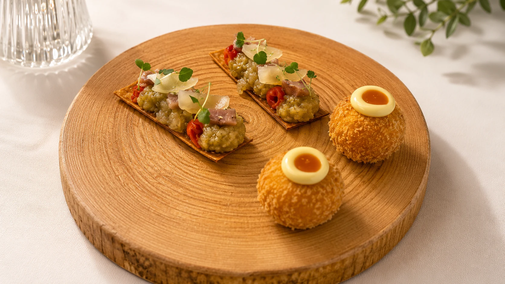 Moments Barcelona seafood dish with sauce and delicate garnish