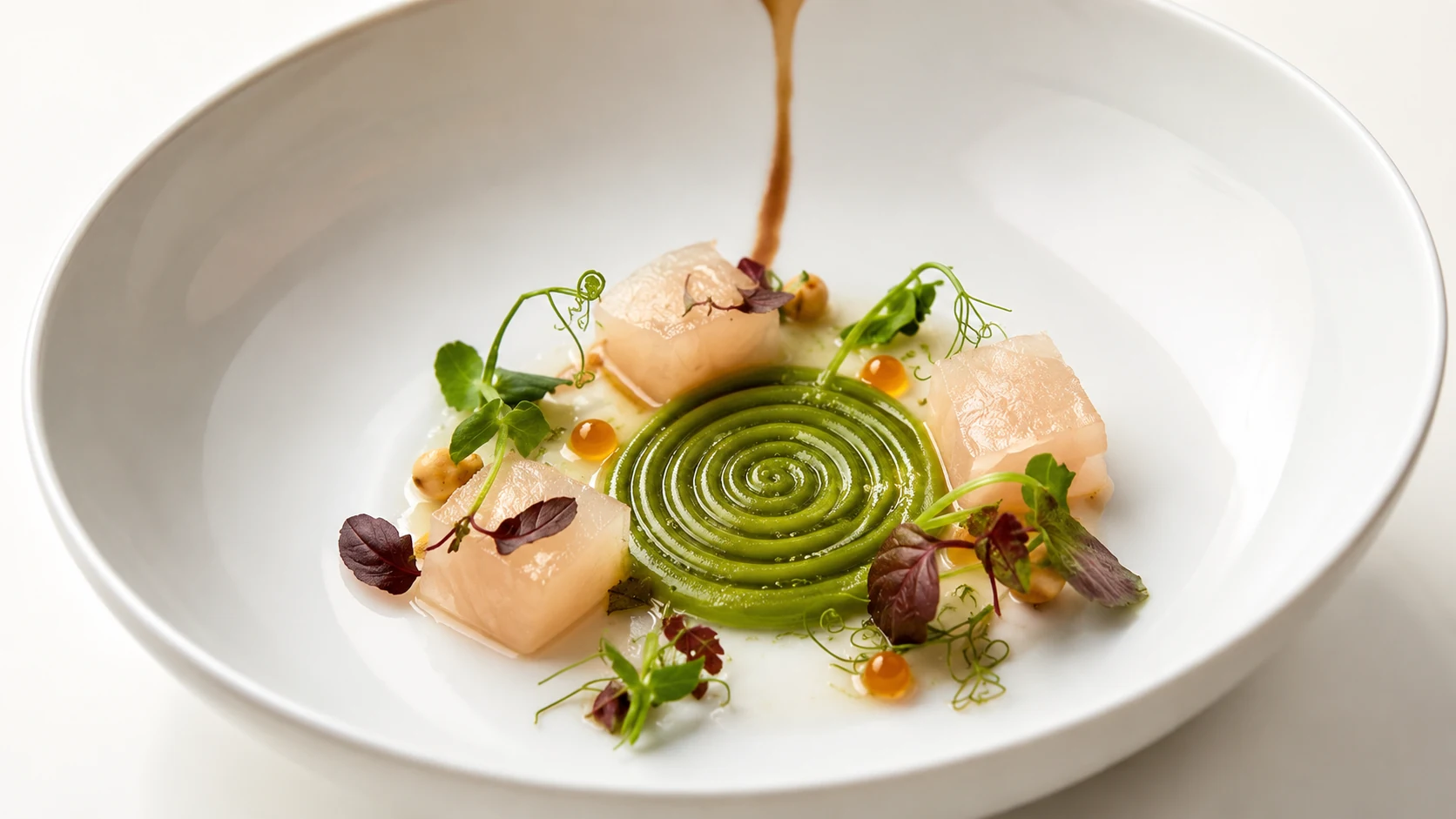 Moments Barcelona fine dining spread with wine, seafood, and plated dishes