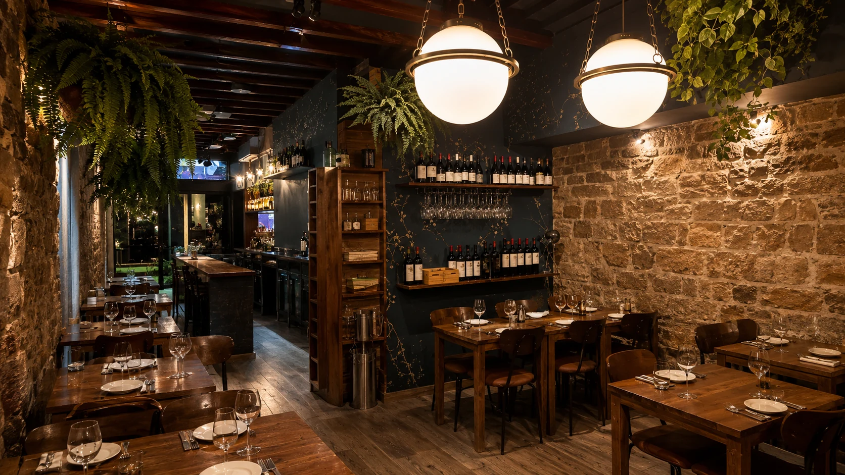 Petit Tapas Barcelona tapas restaurant dining room with warm lighting