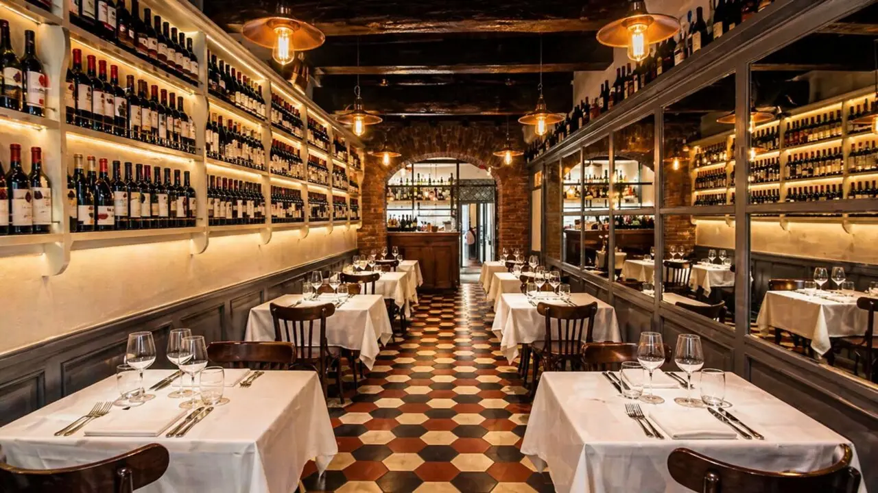 Piccolo Arancio Rome cozy trattoria dining room with warm lighting