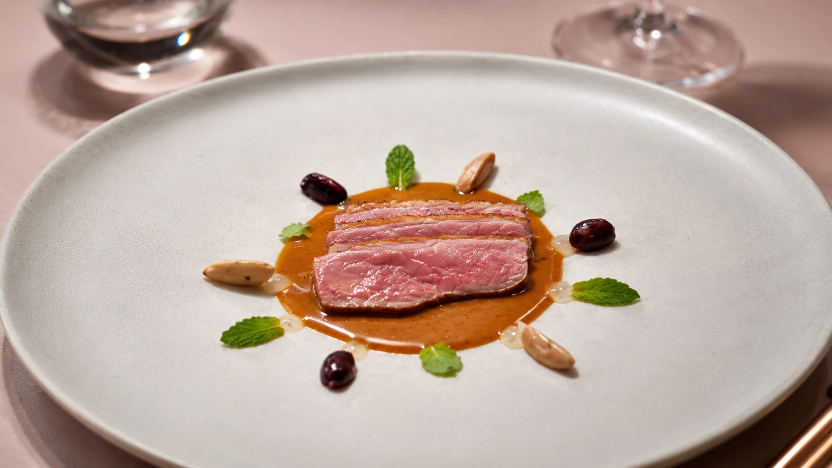 Slow&Low Barcelona small plated dish with sauce and garnish