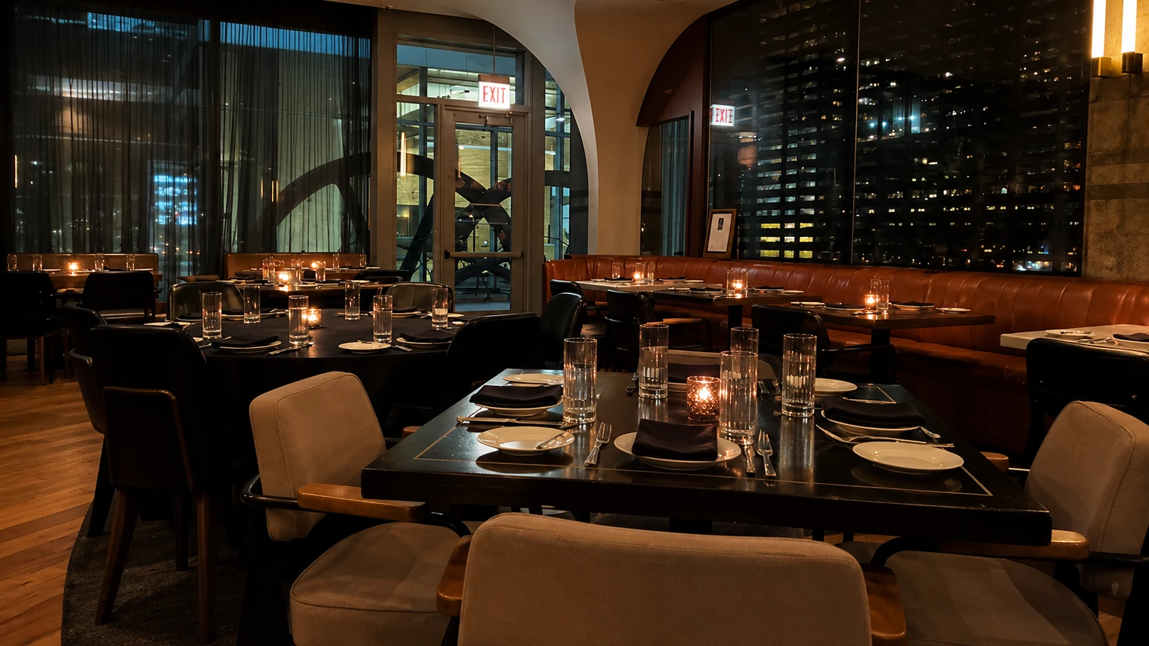 Moody dining room at Swift and Sons steakhouse in Chicago