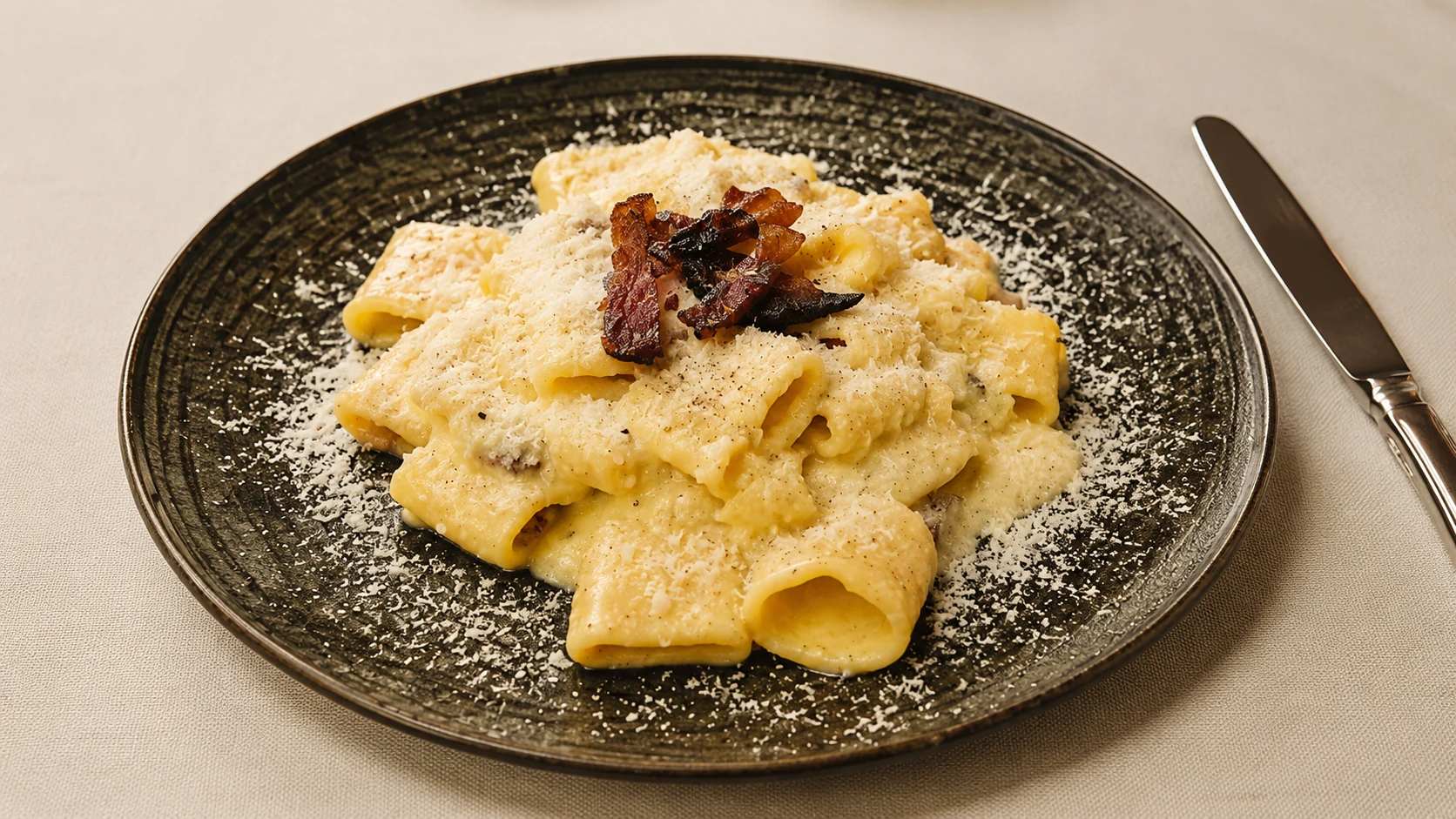 Trattoria Luzzi Rome pizza with tomato sauce and melted cheese