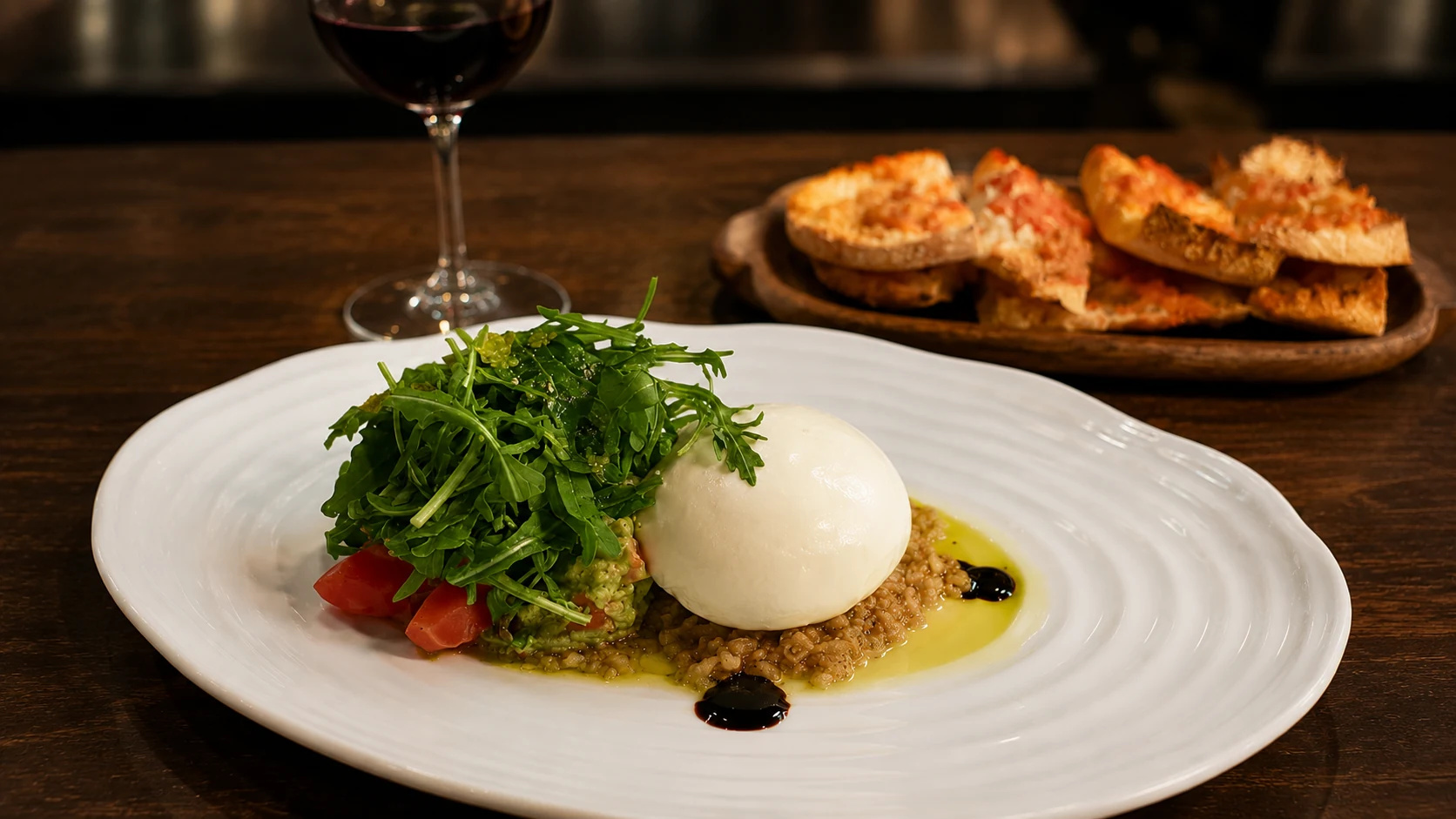 Viana Barcelona seafood dish with sauce and garnish