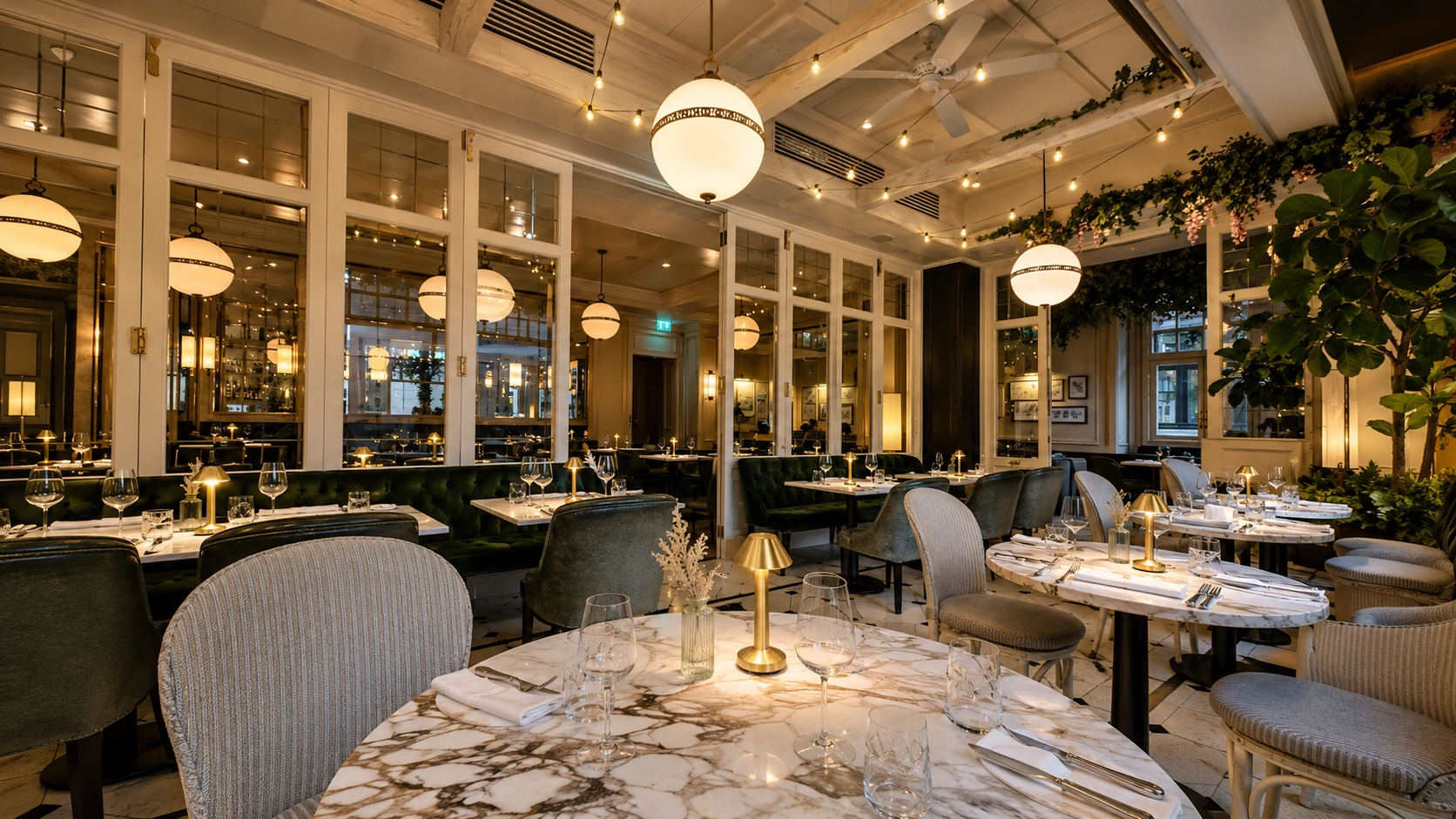 Restaurant dining room at WILDE Restaurant in Dublin, a stylish dining restaurant